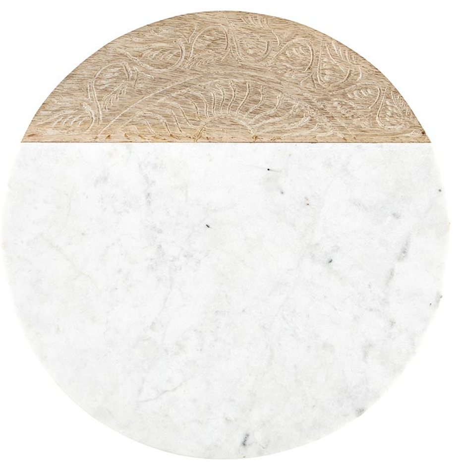 Marble and Carved Wood Serving Board - Round | THE DOMESTIC MONASTERY
