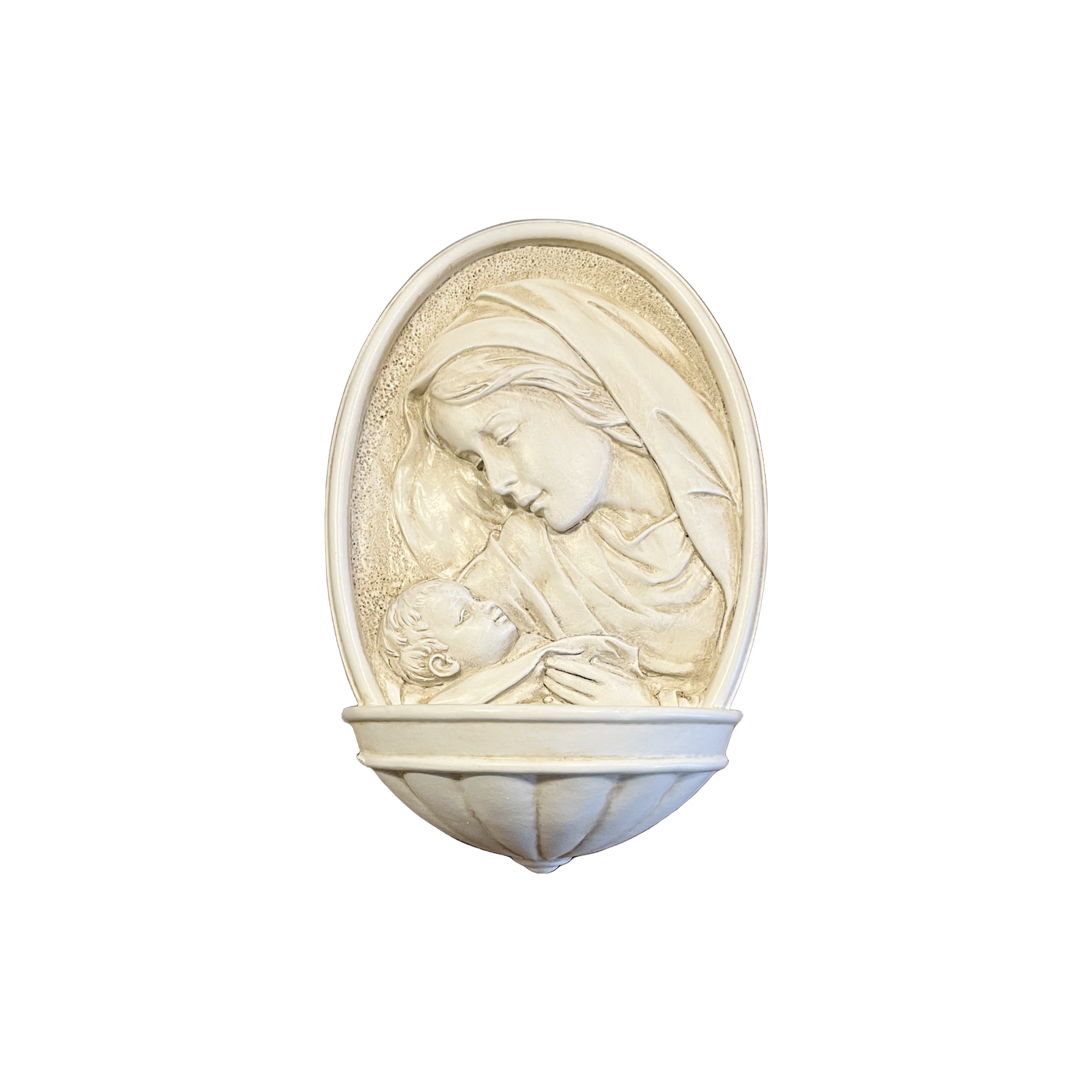 8" White Madonna and Child Holy Water Font | THE DOMESTIC MONASTERY